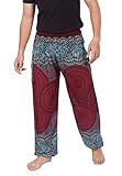 Banjamath Mens Yoga Harem Lounge Boho Parachute Loose Baggy Pants (Mandala Red, Waist 32-36)