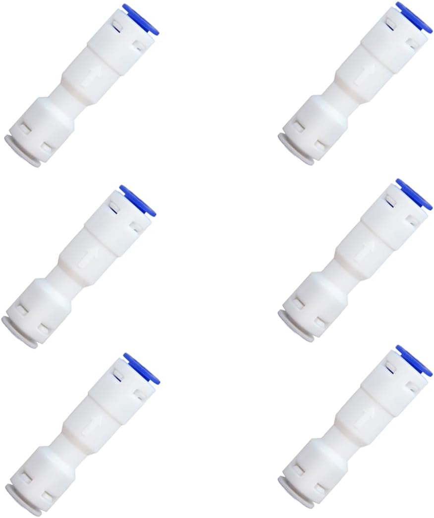 ESHIONG 1/4" Push to Connect One Way Check Valve for Reverse Osmosis Water Filter,NSF Certified Plastic Quick Connect RO Fittings (6 pcs)