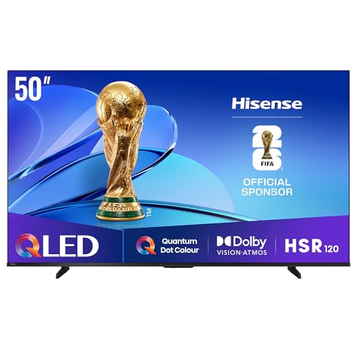 Hisense 50 inch QLED Smart TV E7Q-Quantum Dot Colour AI Picture Dolby Vision Dolby Atmos Share to TV Voice Control Filmmaker Mode Youtube Netflix Disney+ 50E7Q (2025 UAE Version)