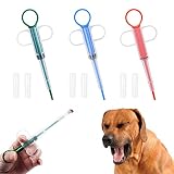Lance Pilule Chat, Pet Pill Dispenser, Seringue pour Animaux de Compagnie, Animaux Médecine Distributeur, avec 2 Embouts Souples, Réutilisable, pour Chats, Chiens, 3 Pièces, Bleu+Rouge+Vert