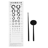 CAXUSD Standard Sehtesttafel Typ Diagramm aus PVC mit Klarer Druckqualität Inklusive Teleskopstab und Augenokkluder für Sehtest Zuhause oder Kleine Krankenhäuser Zufälliger Stil