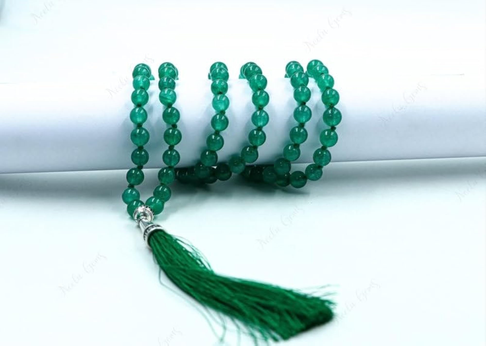 Natural Green Onyx Quartz 6MM Beaded Handmade Prayer Mala Necklace