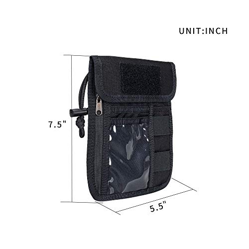 Image of EXCELLENT ELITE SPANKER Passport Holder Nylon Neck Pouch RFID Blocking Travel Neck Wallet ID Card Organizer Pouch with Neck Lanyard(Black)