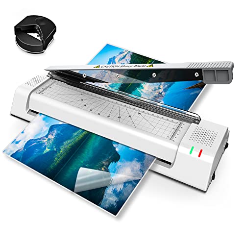 A3 Laminator Machine, Thermal Cold Laminating Machine, 4 in1 Laminator with ABS Function, Corner Rounder, Cutter, Bubble Free Laminator with 16 Laminating Pouches