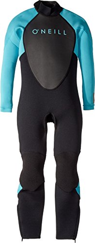 O'NEILL Unisex Child Youth Reactor-2 3/2mm Back Zip Full Wetsuits, Black/Aqua, 16 US
