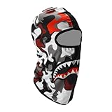 GCBALACLAVA Shark Mouth Camo Trending Balaclava ski mask UV Winter Ski Masks Wind Proof Winter Premium Yeat Shiesty Mask (Polyester, Red)
