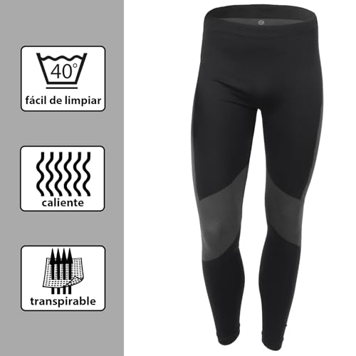 Miniatura 4 de Alpidex Ropa Interior Térmica Hombre Cálido Deportes Funcional Transpirable Esquí Deportes Conjuntos Térmicos Invierno Otoño, Tamaño:S M, Color:Negro-Gris