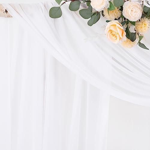 Image of Socomi White Sheer Wedding Arch Draping Fabric 29 inch x 20Ft 4 Panels Outdoor Curtain Drapes Extra Long for Bridal Baby Shower Ceremony Birthday Party Decor