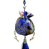 Bolsas de regalo de seda, 6 bolsas de bolsitas vacías con cordón bordado chino multicolor borla(Dark Blue)