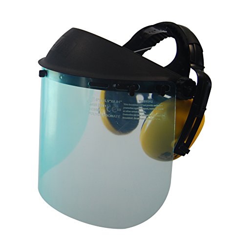 UNIVERSEL - Visière De Protection Plastique Relevable & Casque Anti Bruit Intégré - Modèle Professionnel - Largeur Visière 400mm, Hauteur 190mm - Débroussailleuse & Bricolage