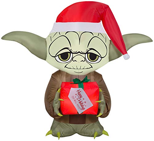 Gemmy 5Ft. Tall Star Wars Yoda Holding A Present Christmas Airblown Inflatable...