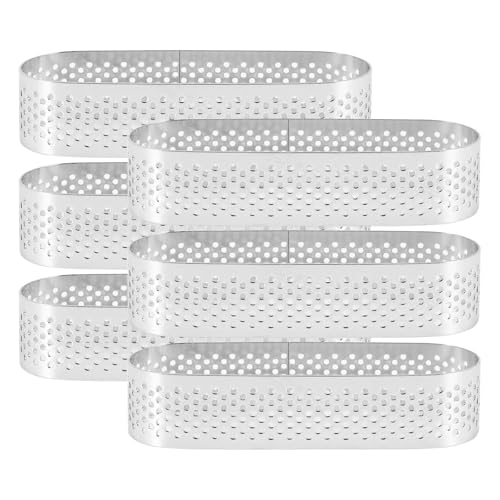 USOHJZ Anillos para Tartas Moldes ovalados for tartaletas, 6 uds., Postre, Mousse, Fruta, Tarta, Anillo, Quiche, Molde for Pastel