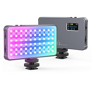 RGB Panel Dauerlicht Kit, simorr P96L Aluminiumlegierung LED Photo Light Set mit Mini-Stativ und Cold Shoe Adapter, 2500K- 8000K Farbtemperatur für Kamera Filmemacher/Videografie -3861