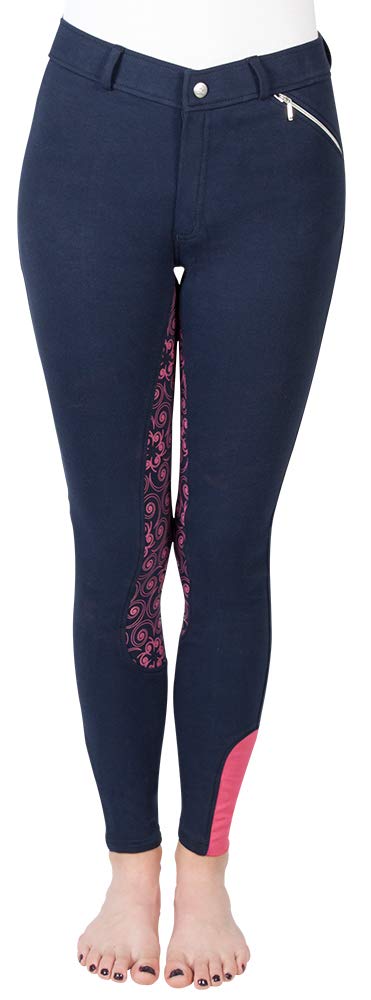 PFIFF Zahra 102604-111-140 Pantalon d'équitation pour Fille en Silicone Bleu/Rose Taille 140