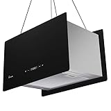 Dunstabzugshaube 60 cm | Inselhaube | Edelstahl | schwarzes Glas | SensorTouch Bedienung | CUBE60S