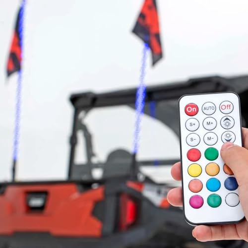 Rough Country 4' LED Whip Lights for UTV, ATV - Set of 2, 48" UTV LED Whips, Multi-Color RGB LEDs, 300 Patterns, Waterproof, Quick-Release Base by Rough Country - Image 3