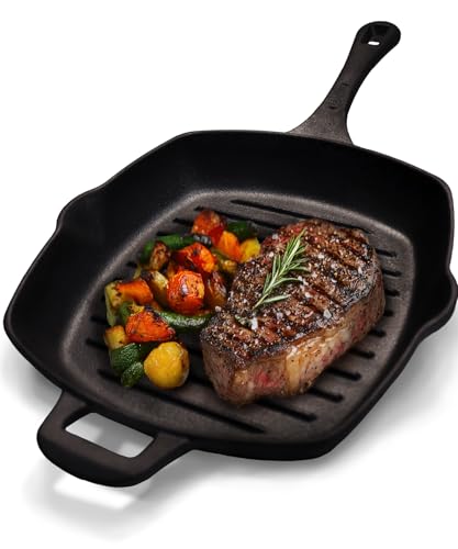 Chefarone Gusseisen Grillpfanne 25,5 cm – Bratpfanne & Servierpfanne emailliert mit Ausgießnasen – Steakpfanne für Kochliebhaber, geeignet für Induktion, Gas, Ceran & Backofen Chefarone Gusseisen Grillpfanne 25,5 cm – Bratpfanne & Servierpfanne emailliert mit Ausgießnasen – Steakpfanne für Kochliebhaber, geeignet für Induktion, Gas, Ceran & Backofen