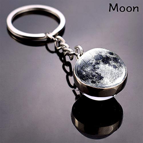 Jwpavilion Solar System Planet Keychain Accessories Pendant Glow In The Dark Galaxy Crystal Glass Ball Key Chain Rings Creative Gifts For Women Men Charms Luminous Globe Llaveros Keyring(Moon) #TOP1