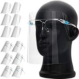 12 Protectores antivaho reemplazables y 6 Vasos Reutilizables, Protector Facial de Seguridad, Viseras de Seguridad Transparente Protección Completa,Antivaho, Aantipolvo y Evitar la Saliva