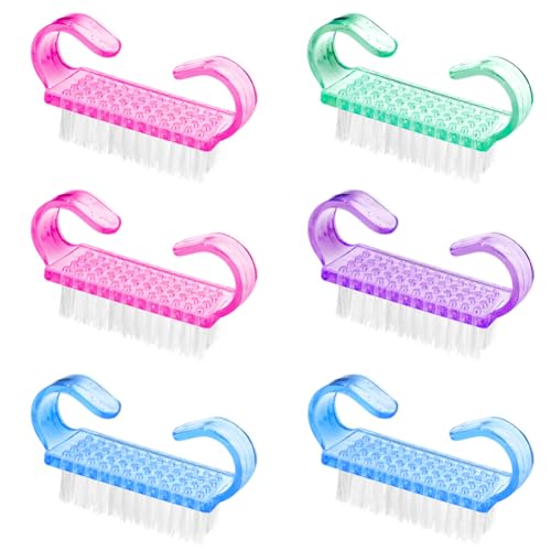 LOPHE Cepillo de Uñas, 6 Piezas Cepillo para Limpiar Uñas, Kit de Limpieza para Uñas, Unisexo Nail Brush Plástico con Agarre para el Pulgar, Fácil de Usar, Adecuado para la Limpieza de Manos y Pies