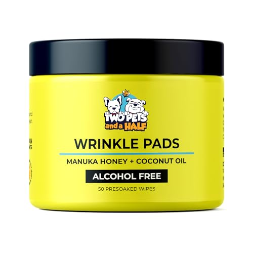 Wrinkle Wipes for French Bulldog, English Bulldog & Pug-100% Organic Extracts Dog Wrinkle Wipes to Soothe Wrinkles- Dog Face Wipes Cleaning Alcohol Free- Also Used w/ Wrinkle Paste for Bulldogs