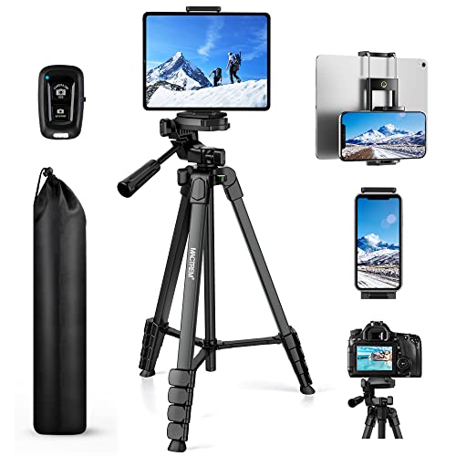 67" Phone Tripod - Tripod Stand For Ipad Iphone Tablet Camera With Wireless Remote, Travel Aluminum Tripod With 2 In 1 Mount For Video Recording/Selfies/Live Stream/Vlogging #TOP5