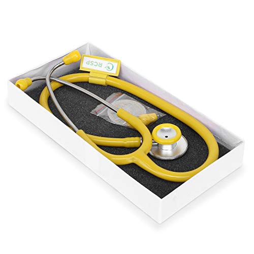 Image of RCSP Stethoscope for Doctors Micro Plus Students Medical Professional Version Yellow Aluminum Chest Piece