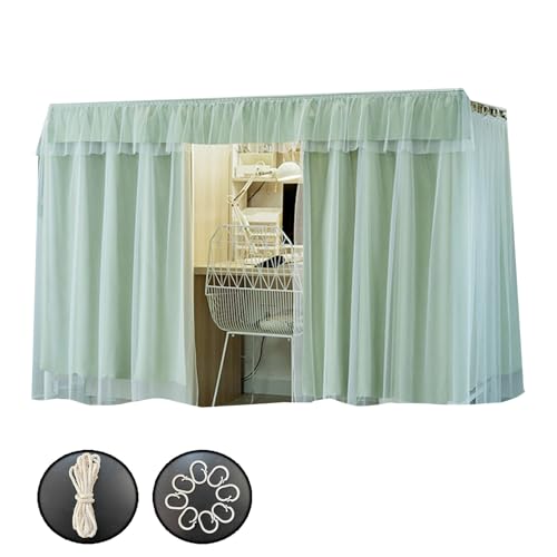Toldo de litera para dormitorios compartidos con cortinas opacas color verde 2