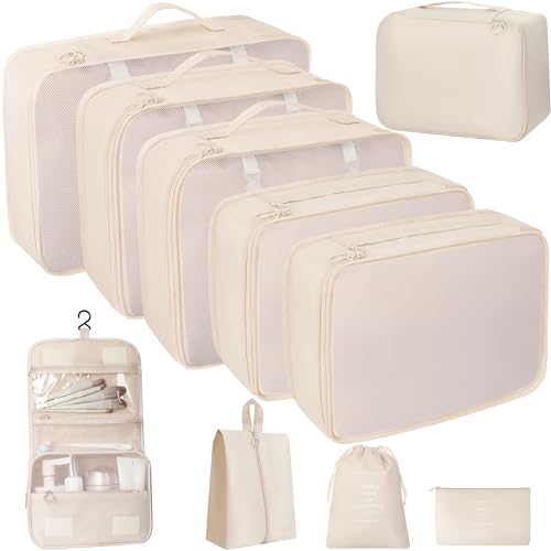 Lucdnc 10 Pcs Set Packing Cubes For Travel Packing Organizers Travel Essentials Luggage Organizer Bags,Expandable Suitcase Organizer Travel Bags Packing Cubes For Suitcases Travel Accessories cover