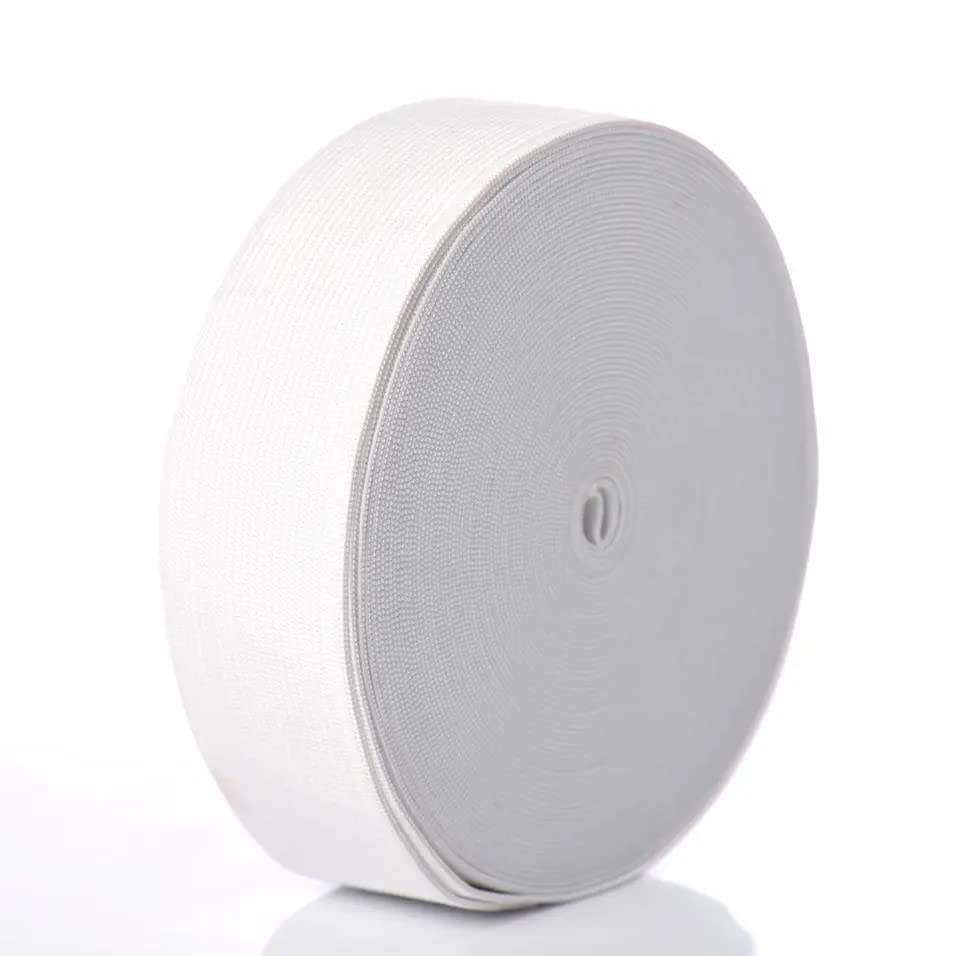 Flat Elastic Band Black & White Sewing Crafts DIY Stretch (2 Inch - 10 Meters, White)