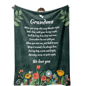 Monthers Day Gifts for Grandma from Grandkids, Grandma Birthday Gifts from Grandson Granddaughter,Christmas Birthday Presents for Mother in Law Bonus Mom Soft Throw Blanket 50″ X 60″