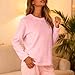 Hnodov Women's Fuzzy Pajama Tops Long Sleeve Fleece Flannel Pj Winter Warm Sleeping Shirts Ladies Pullover Sleepwear Pink