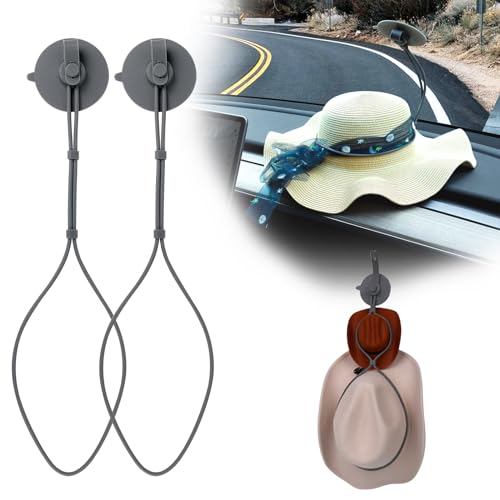 Rislobx Cowboy Hat Holder for Car, Silicone Cowboy Hat Rack, Cowboy Hat Dash Holder for Car Truck SUV, Truck Hat Holder for Vehicle, Traveling, Wall (Gray-2PCS)