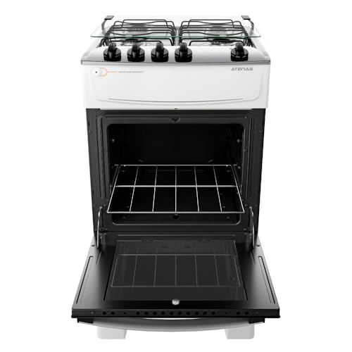 Fogão 4 Bocas Branco com Mesa Inox Atlas Atenas Bivolt