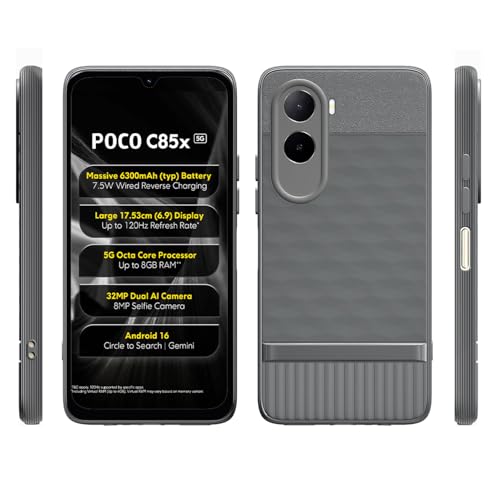 Image of Shockproof Case Compatible with Poco C85x 5G / Mi Redmi A7 Pro 5G | Full Camera Protection | TPU Flexible Back Cover for Poco C85x 5G / Mi Redmi A7 Pro 5G (Graphite Grey)