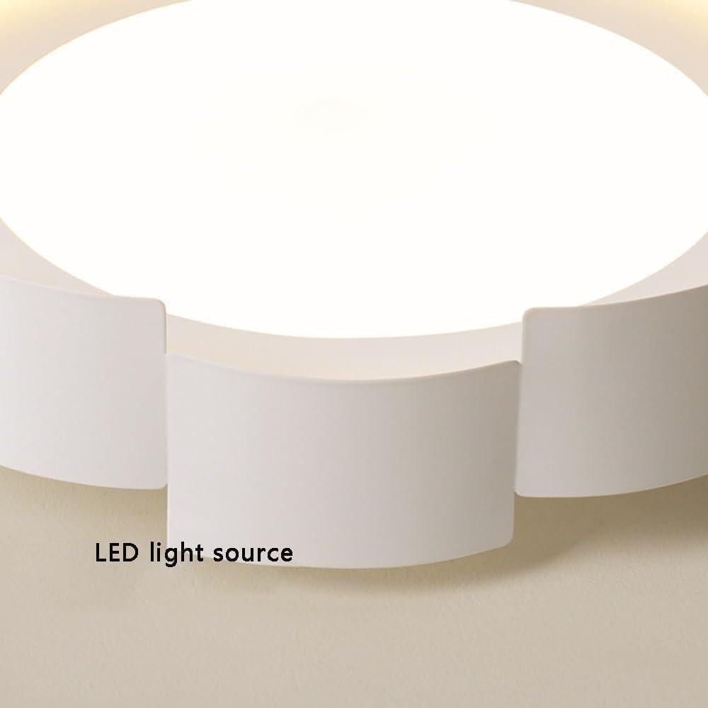 Nordic Modern Simple Cream Style Ceiling Lamp, LED 3-Color Dimming Flush Mount Iron Art Ceiling Light, White Acrylic Shade Ceiling Fixture Light,for Bedroom, Kitchen, Hallway, Entryway(40CM)
