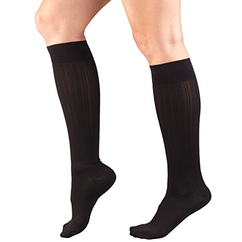 Image of Truform Compression Socks, 15-20 mmHg, Knit Women's Dress Socks, Knee High Over Calf Length