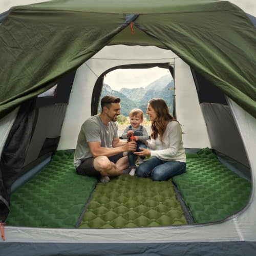Image of Night Cat Cabin Tent with Vestibule: 3 Persons Pop Up Camping Tent Double Layers Easy Quick Setup Waterproof
