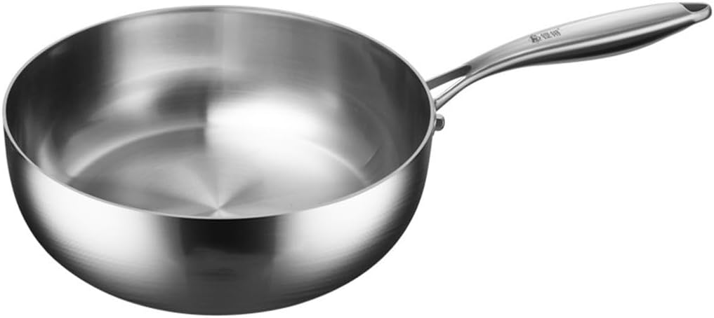 Stainless Steel Wok Bottom Frying Pan Deepened Uncoated Small Induction Cooker