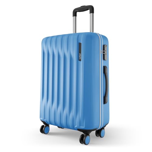 Image of Safari Medium Ray Neo 8 Wheels 65cm size Check-in Trolley Bag, Hard Case Polycarbonate 360 Degree Wheeling Luggage for Men & Women, Travel Bag Suitcase for Travel, Trolley Bags for Travel, Marina Blue