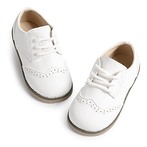 Image of KIDSUN Toddler Dress Shoes Boys Girls Lace Up Oxford Shoes School Uniform Loafer Flats Casual Wedding Party Shoes