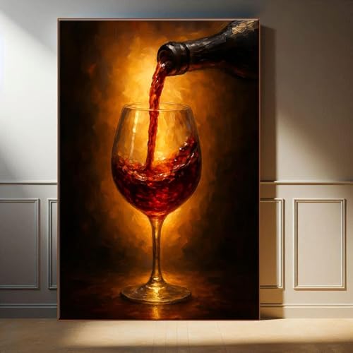 Tableau verre à vin rouge sans cadre toile déco murale grand format