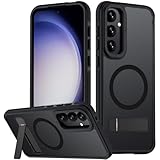 Mondelete for Samsung Galaxy S23 FE Case, [Compatible with MagSafe], Adjustable Kickstand,Military Grade Drop Tested, Translucent Matte Phone Case for Galaxy S23 FE Case (Black) 22