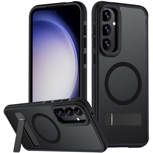Mondelete for Samsung Galaxy S23 FE Case, [Compatible with MagSafe], Adjustable Kickstand,Military Grade Drop Tested, Translucent Matte Phone Case for Galaxy S23 FE Case (Black) 22