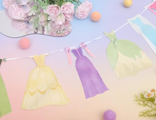 Image of Princess Party Bunting Banner,Princess First Birthday Party Banner | Dress Banner Birthday Decoration, Girl's 1st Party Supplies