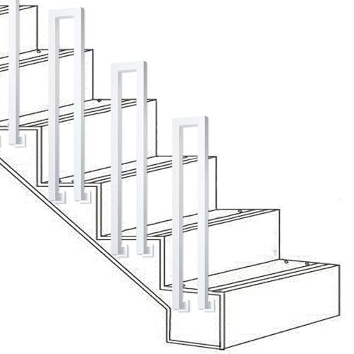 Main courante escalier fer forgé blanc rampe en U pour marche