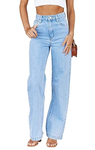 Cicy Bell Women's High Waisted Jeans Boyfriend Baggy Straight Leg Casual Denim Pants with Pockets