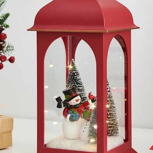 Diorama de Navidad en farol iluminado pequeño con diseño de muñeco de nieve 5
