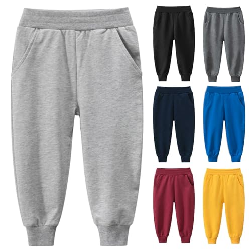 Bidobibo Little Boys Joggers Toddler Casual Baggy Sweatpants Kids Cotton Elastic Waist Drawstring Athletic Pants with Pockets