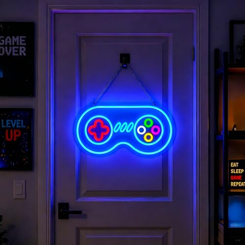 Image of Blue Neon Sign Led Neon Lights Signs for Wall Decor USB Powered Led Signs for Room Decoration-Blue Gamer Gamepad
